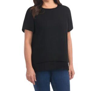 Hilary Radley Double Layer Short Sleeve Blouse Ladies XL Black Lightweight
